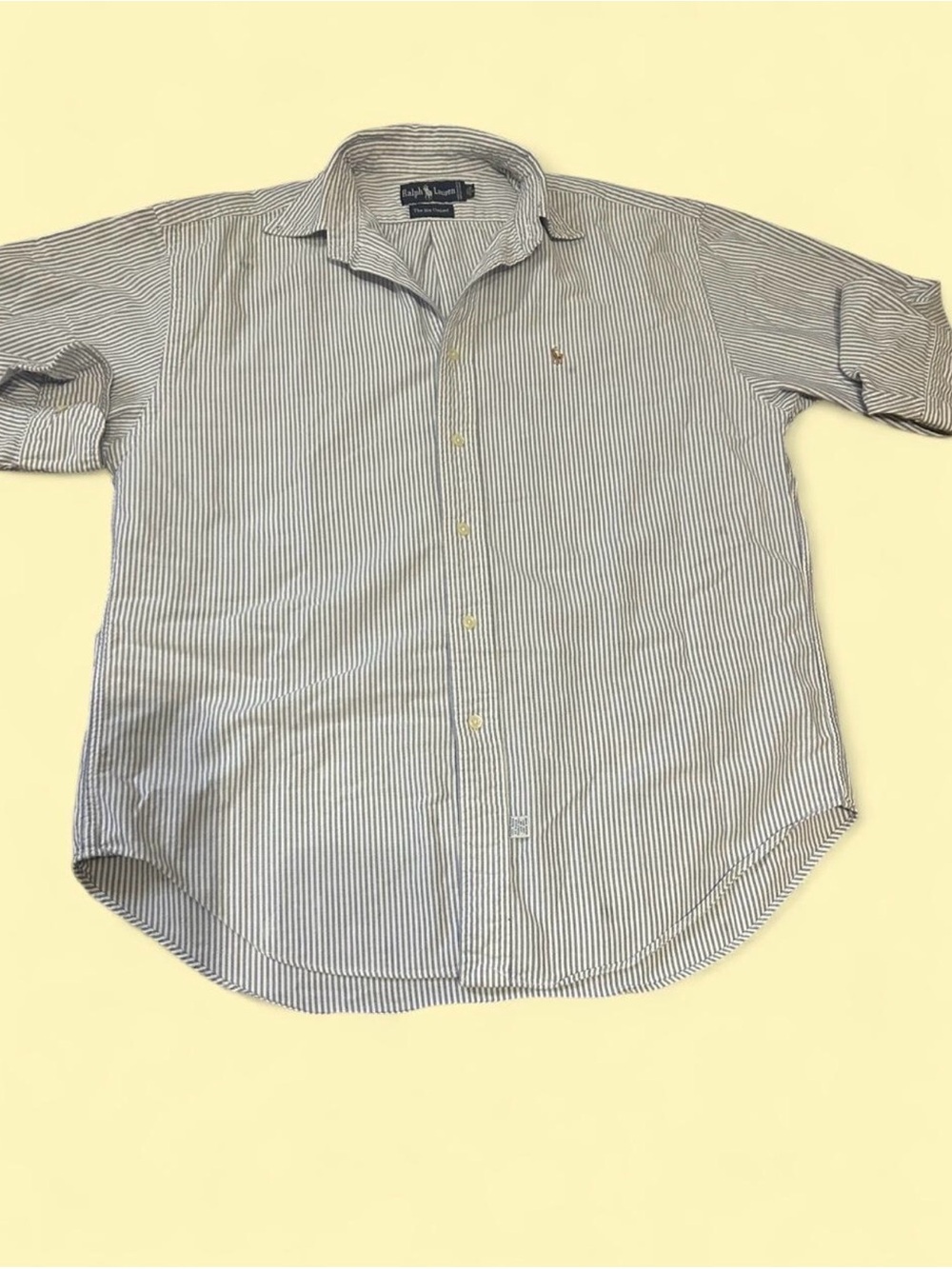 Ralph Lauren women’s big Oxford 8 Blue and White Pinstripe Button-Up Shirt